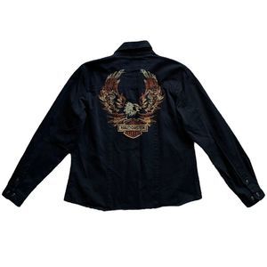 Harley-Davidson Black Casual Button Down Shirt
